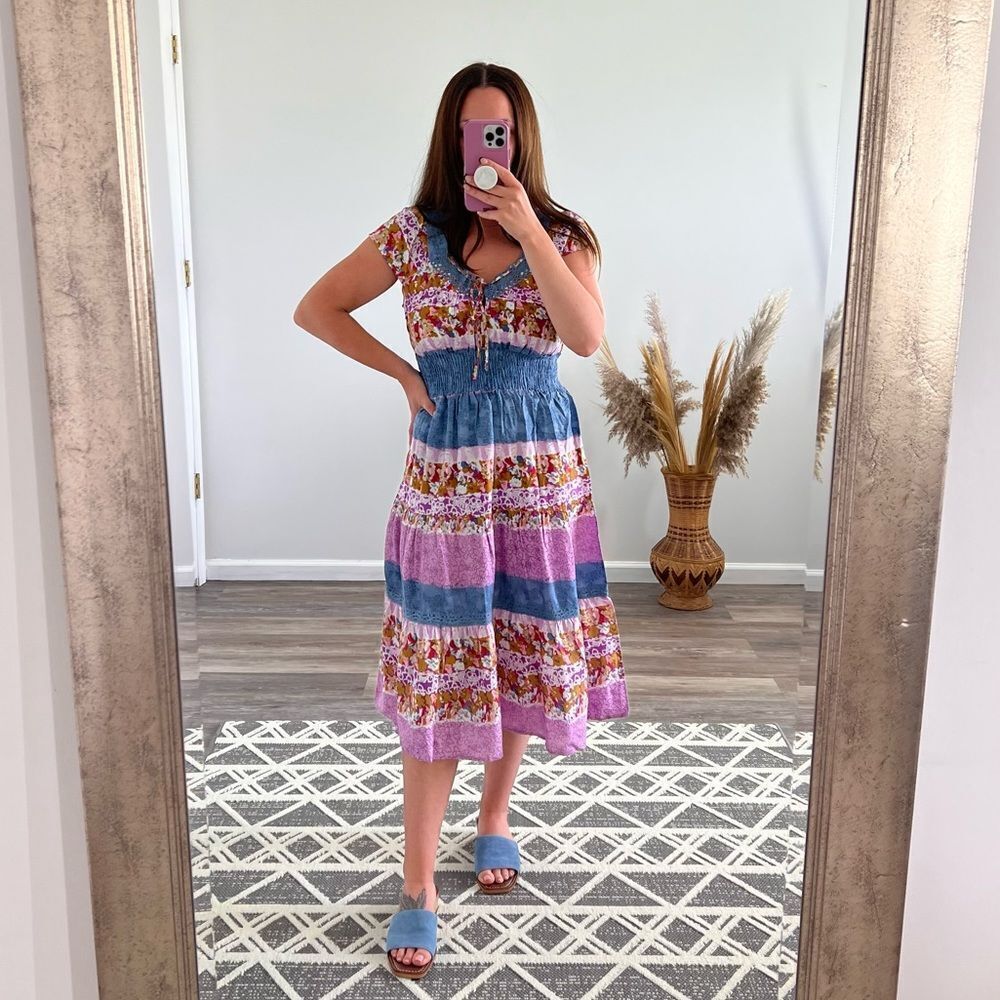 Nwt Boutique floral bohemian printed cottagecore Midi dress